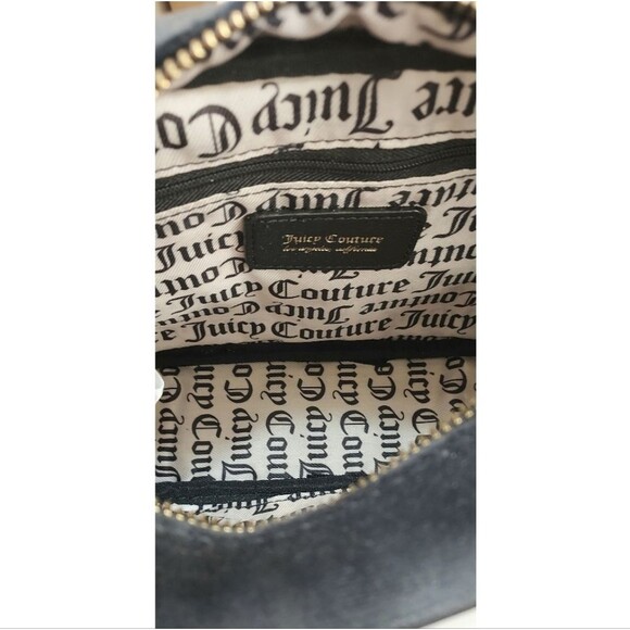 Juicy Couture Black Velour Crossbody Bag Purse with Rhinestone Logo - Picture 7 of 7